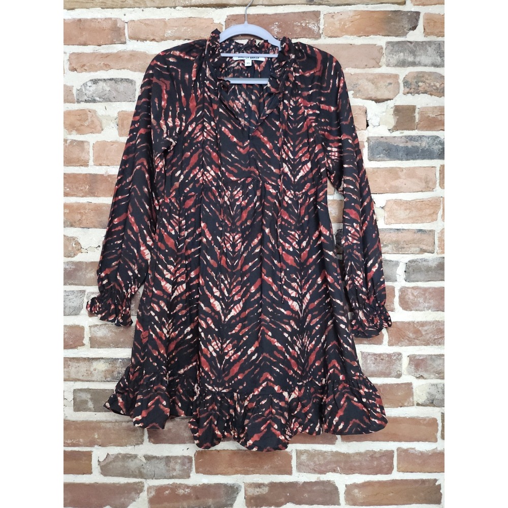 Walter Baker Womens Pamela Mini Dress Black Red Abstract Pattern Sz XS